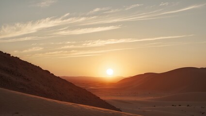 Poster - A scene of a sunset in the desert.