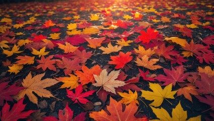 Poster - Autumn multicolored maple leaves backdrop.