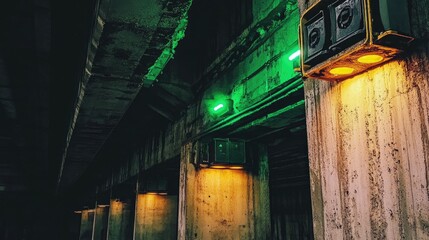 Poster - Smart sensors embedded in concrete beams, transmitting structural integrity data.