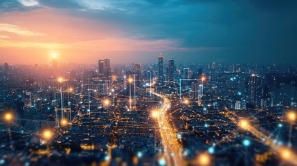 Poster - Tech-driven real estate development incorporating digital infrastructure and IoT-connected buildings.