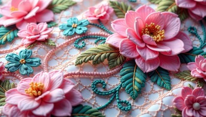 Intricate floral lace fabric, delicate design, lace, wedding
