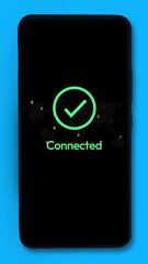 Poster - Smartphone screen showing vpn connecting vertical 4k Footage on the blue backdrop