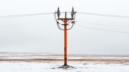 Poster - A close-up of a signal pole with transmission equipment, surrounded by an empty landscape with space for text.