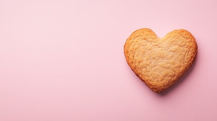 Poster - A pastel pink background with a single heart-shaped cookie in the corner, leaving a large negative space for branding or design.