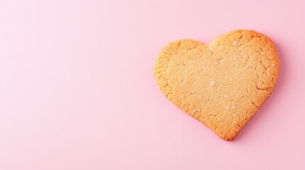 Poster - A pastel pink background with a single heart-shaped cookie in the corner, leaving a large negative space for branding or design.
