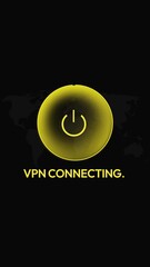 Poster - Connecting VPN vertical 4k animation with green tick and map in the backdrop. VPN on phone concept animation.