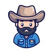 © ChimE - A cheerful cartoon cowboy with a large head, ideal for vibrant illustrations and playful vector art designs.
