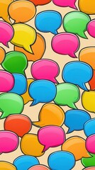 Poster - A lively array of speech bubbles in various colors and sizes fills the canvas bringing an energetic atmosphere. The playful design sparks creativity and interaction in any context.