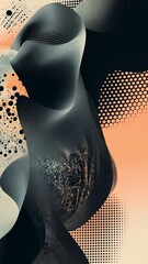 Poster - Abstract Dark Teal and Peach Swirls