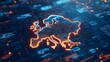© TE - Cloud-based data security network visualization over europe technology digital environment concept