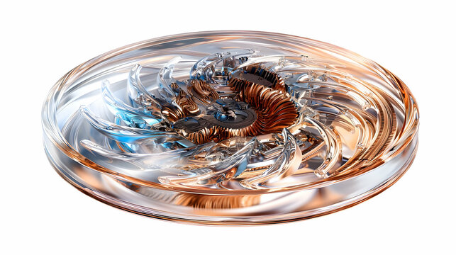 Abstract 3D Render of a Swirling Copper and Blue Orb