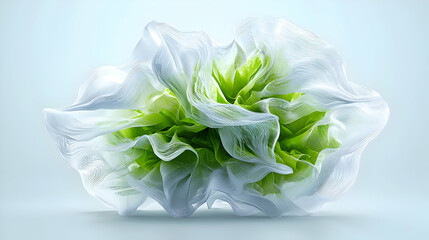 Poster - Abstract 3D Render of Green and White Organic Shapes