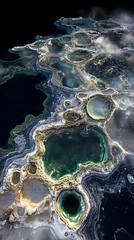 Poster - Abstract Aerial View of Coastal Islands with Dark Blue and Green Waters