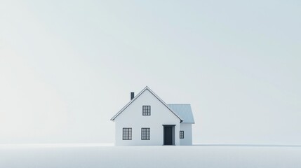 Aufkleber - Minimalist white house model on a white background.