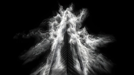Poster - Abstract Black and White Grayscale Energy Explosion