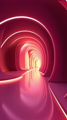Poster - Pink Neon Tunnel: A Journey into Abstract Architecture