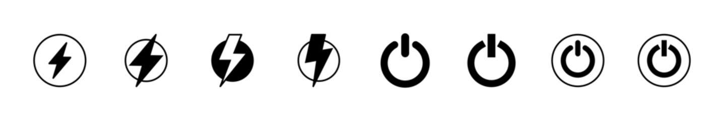 Wall Mural - power icon set. power switch icon. electric power