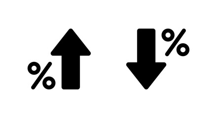 Poster - Percent growth and decline icon in rounded corner. Percentage arrow up and down sign symbol