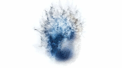 Poster - Abstract Blue and Gray Fingerprint Digital Art on White Background