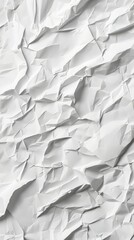 Poster - Crumpled white paper creates abstract pattern of light and shadow, showcasing texture and dimension.
