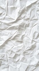 Poster - Crumpled White Paper: Close-up of a textured, wrinkled sheet creating abstract patterns of light and shadow.