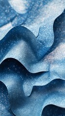 Poster - Sparkling Blue Waves: Shimmering textured curves with glittering highlights cascade in a dynamic composition.