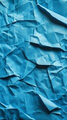 Poster - Abstract background featuring crumpled vibrant blue paper, showcasing texture and depth with strong shadows.
