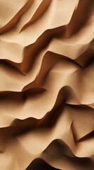 Poster - Abstract waves of soft brown fabric create gentle dunes of texture, shadowed and lit in natural light.