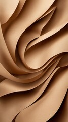 Poster - Abstract curves of golden paper creating a flowing, elegant design, reminiscent of draped fabric in warm tones.