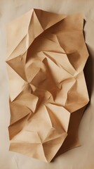 Poster - Geometric paper sculpture with angular folds creating dynamic shadows and texture on a neutral background.