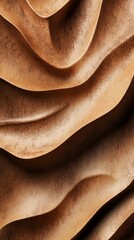 Poster - Abstract close-up of textured, undulating wood surface in warm tones with shadowed grooves. Nature-inspired art.