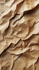 Poster - Wrinkled, brown paper texture with shadows creates a dynamic, abstract pattern for design elements. 