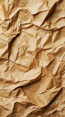 Poster - Crumpled brown paper surface with abstract patterns, perfect for backgrounds and textures. Neutral color tone.