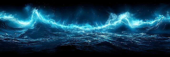 Poster - Abstract Blue Energy Wave Background