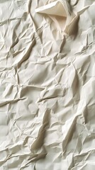 Poster - Abstract background featuring heavily crumpled, off-white paper with complex folds and shadows.