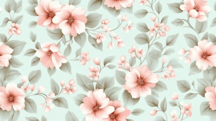  Floral pattern design textile fabric decorative art soft pastel colors aesthetic appeal nature-inspired concept