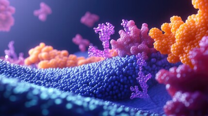 Poster - A high-resolution microscopic view of a cell membrane, illustrating the lipid bilayer and embedded proteins, vital for regulating molecular movement and maintaining cellular functions