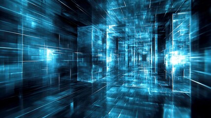 Poster - Abstract Digital Tunnel: A Cyberpunk Vision of the Future's Network