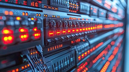 Poster - Abstract Futuristic Technology Server Room: Network Data Center, Digital Innovation, High-Tech Computing