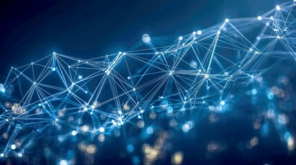 Poster - Abstract Network Connection: Digital Nodes and Global Connectivity, Futuristic Technology, Cyber Space, Mesh Grid System