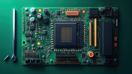 Poster - Repairing desktop computer internal parts using SSD and screwdriver for an efficient upgrade process