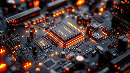 Poster - Detailed view of a computer motherboard perfect for technology-related contexts or illustration use