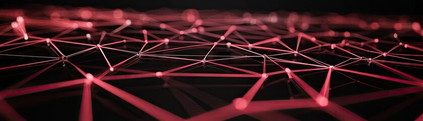 Red network connection, digital data flow, abstract background, tech concept