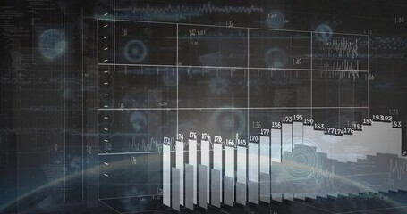 Poster - In school, child creating animation with digital bar graph and data charts