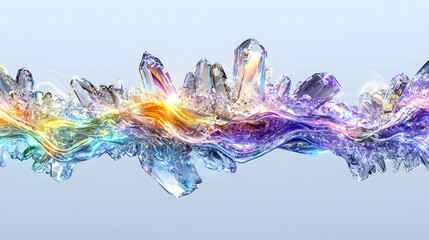 Poster - Abstract Colorful Crystal Wave with Glowing Light Effects