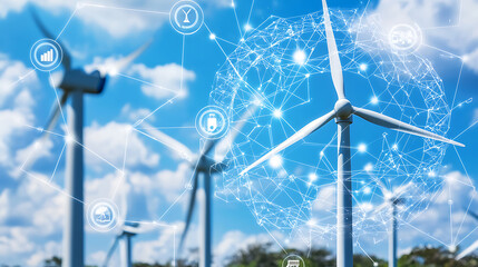 Poster - Wind energy innovation in renewable power generation outdoor environment infographic view sustainable technology