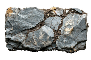 Poster - A collection of textured gray rocks with a natural earthy appearance on a white isolated background.