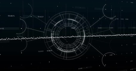 Poster - Animation of futuristic digital interface with circular graphs in school setting