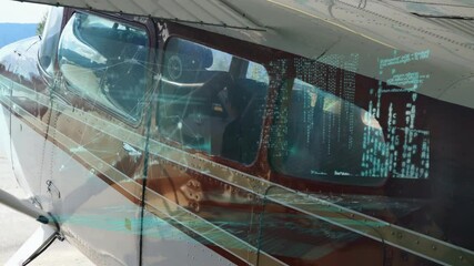 Poster - Animation of digital data overlaying windows of small aircraft in flight