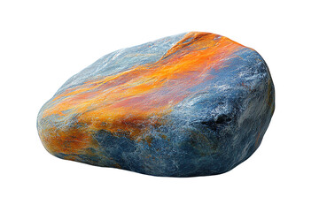 Poster - Colorful rock with vibrant orange and blue hues isolated on a white background.